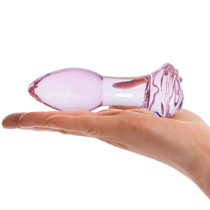 Glas Anal | 5 Inch Rosebud Glass Butt Plug - Pink Glas Anal | 5 Inch Rosebud Glass Butt Plug - Pink