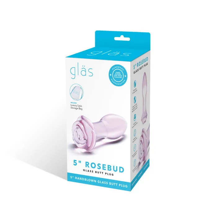 Glas Anal | 5 Inch Rosebud Glass Butt Plug - Pink Glas Anal | 5 Inch Rosebud Glass Butt Plug - Pink