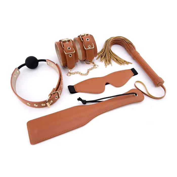Male Sex Toys | Dream Toys Elite BDSM Cognac Vegan Leather Set