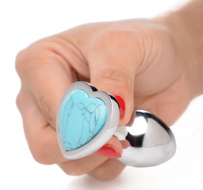 Male Sex Toys | Turquoise Heart Anal Plug - Small - XR Brands Booty Sparks