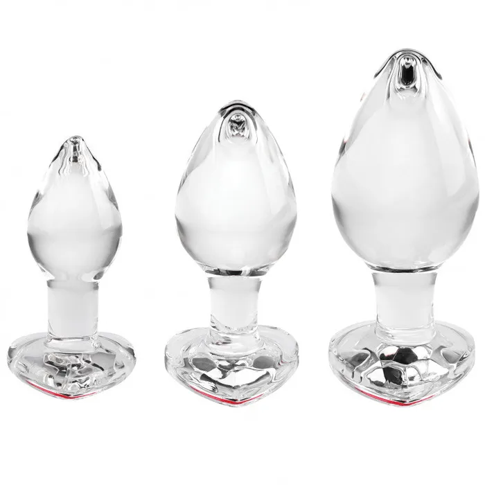 Red Heart Gem Glass Plug Set | Adam and Eve Anal