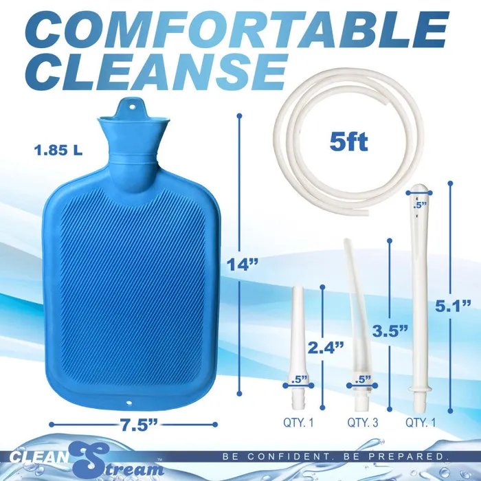 XR Brands Clean Stream Vibrators | Deluxe Shower Enema Kit - Blue