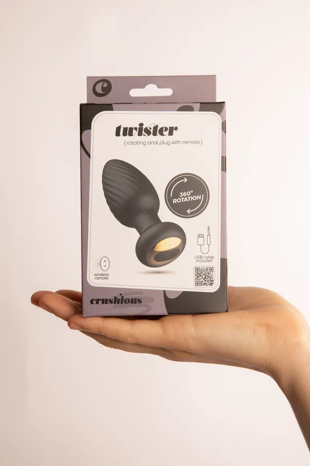 EXCITASY Anal | Twister Plug Anale Rotante con Telecomando Nero