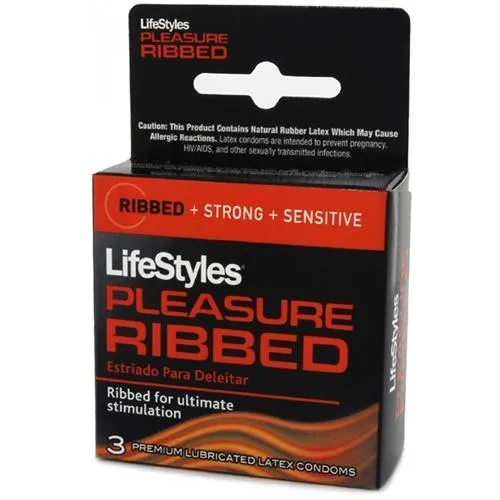 Lifestyle Condoms Lifestyles Pleasure Ribbed Condoms 3 Pack Female Sex Toys