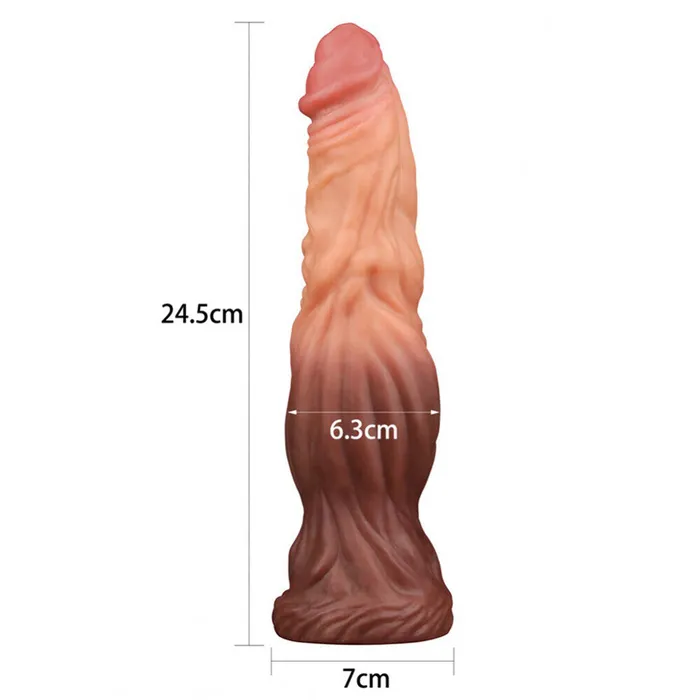 Lovetoy 9.5 Inch Dual Layered Silicone Cock Flesh Brown | Lovetoy Dildos
