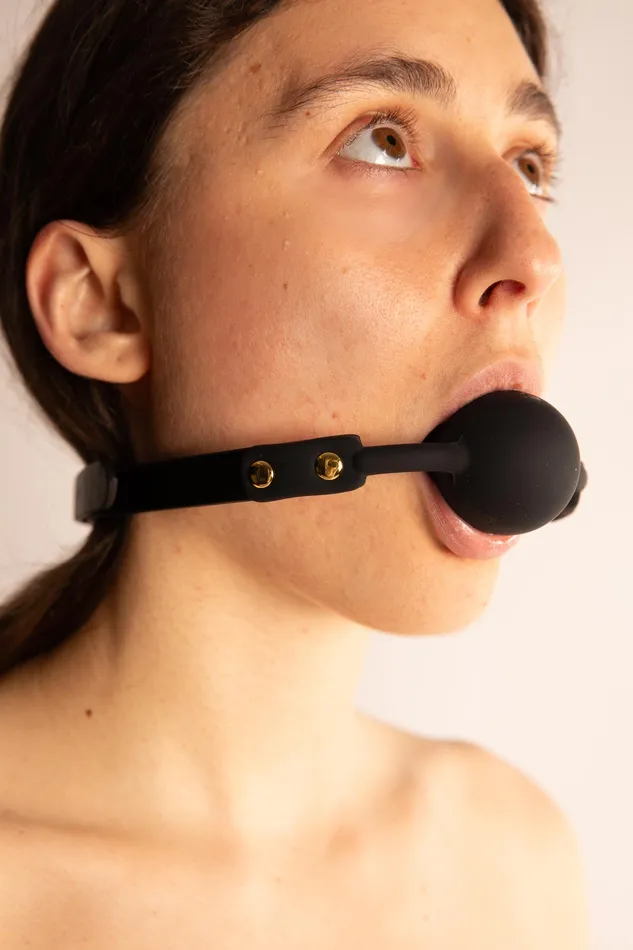 Male Sex Toys Taboom Gag Ball in Eco Pelle Nero SCALA