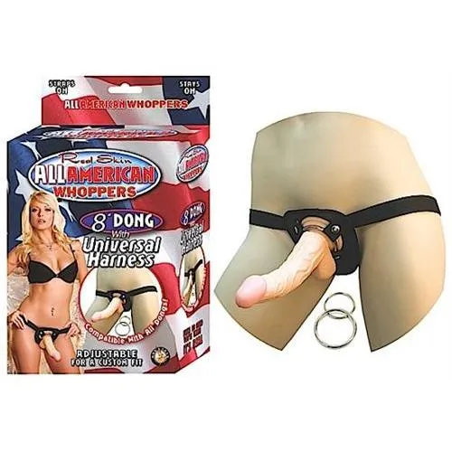 Nasstoys Dildos All American Whoppers 8Inch Dong With Universal Harness Flesh