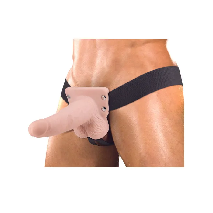Nasswalk Toys Dildos | Erection Assistant Hollow Vibrating StrapOn 6 inch Flesh Pink