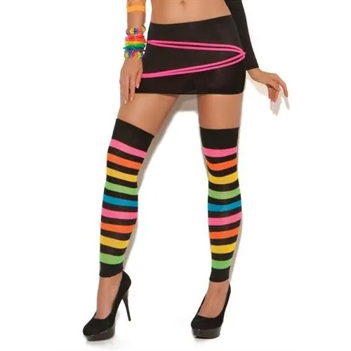 Neon Stripped Leg Warmers One Size Elegant Moments Teddies And Bodies