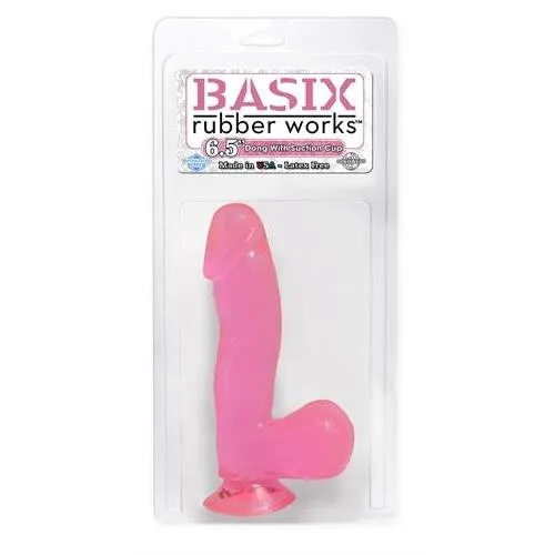 Pipedream Dildos Basix Rubber Works 65 Inch Dong With Suction Cup Pink