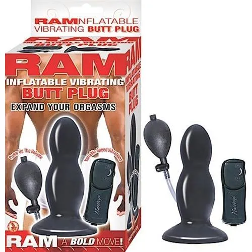 Ram Inflatable Vibrating Butt Plug Black Nasstoys Anal