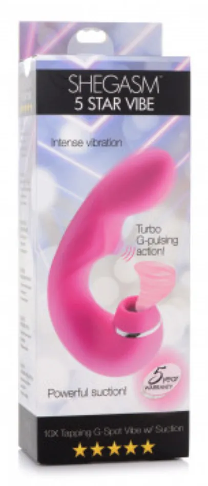 Shegasm 5 Star 10x Tapping G-Spot Vibe With Suction - Pink | E-Z Sensations Vibrators
